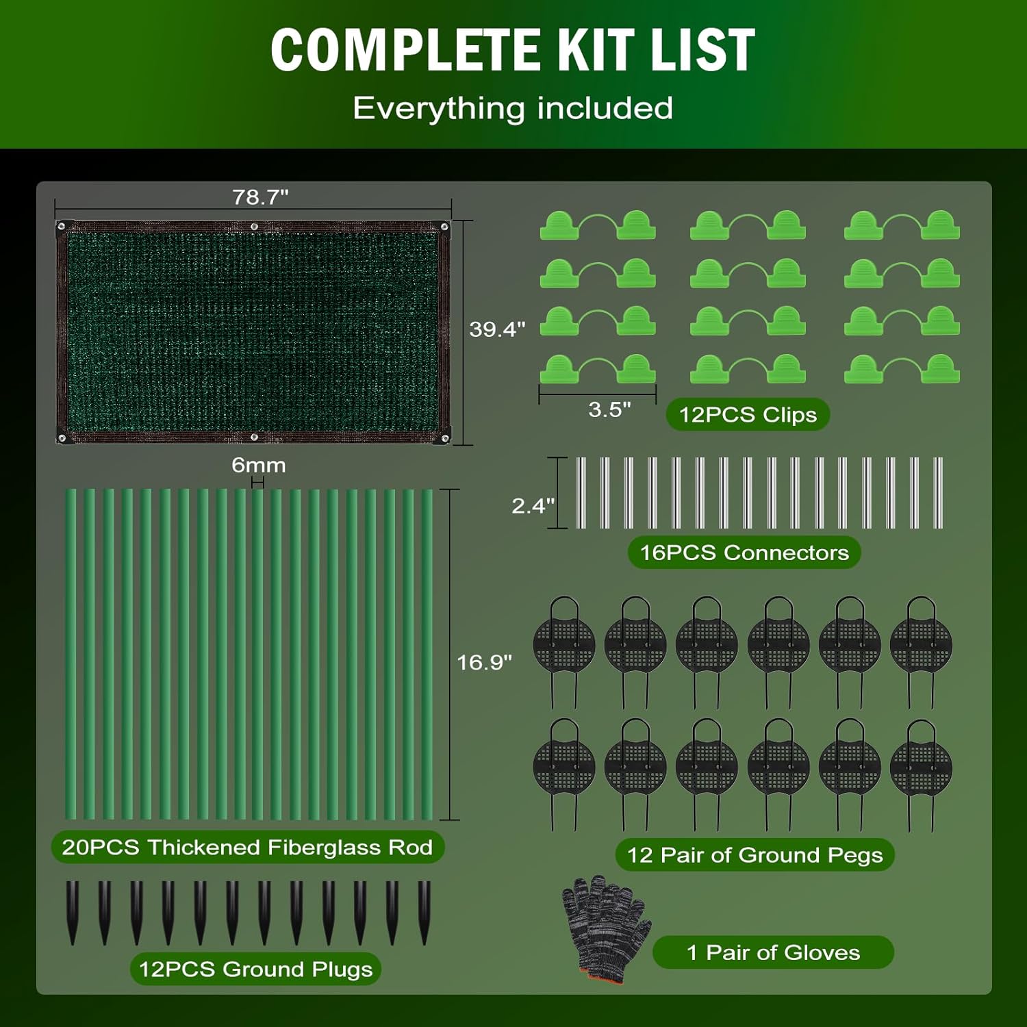 Garden Shade Kit 78.7"x39.4", 70% Green Shade Cloth with Hoops for Plants, Raised Garden Bed Shade Cover for Heat