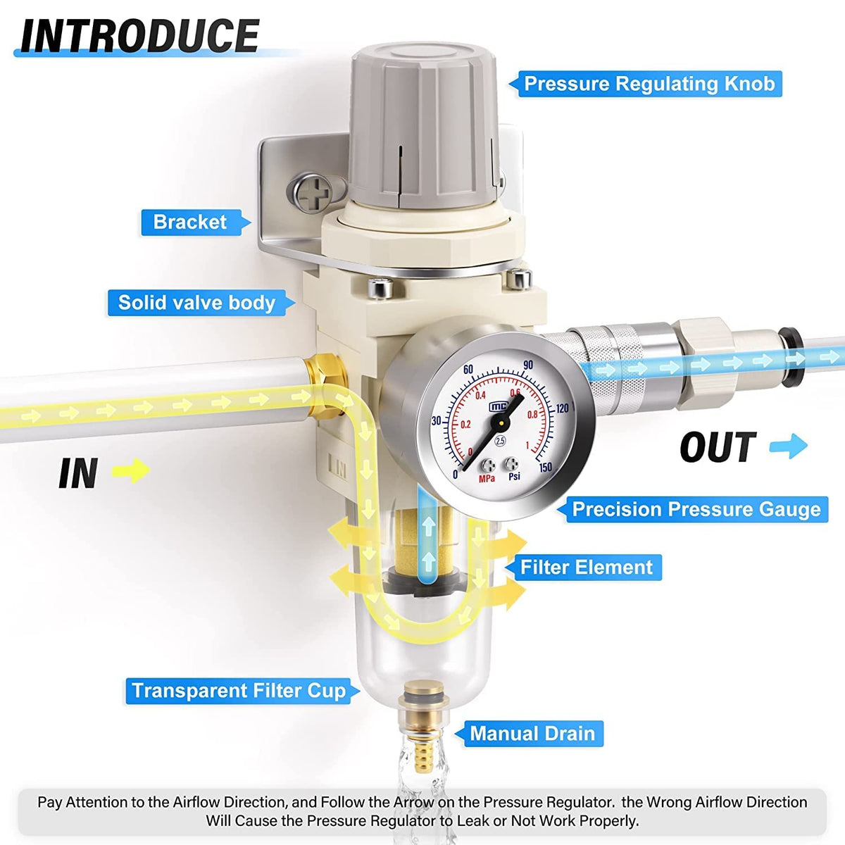 TAILONZ 1/4"NPT AW2000-02 Filter Regulator