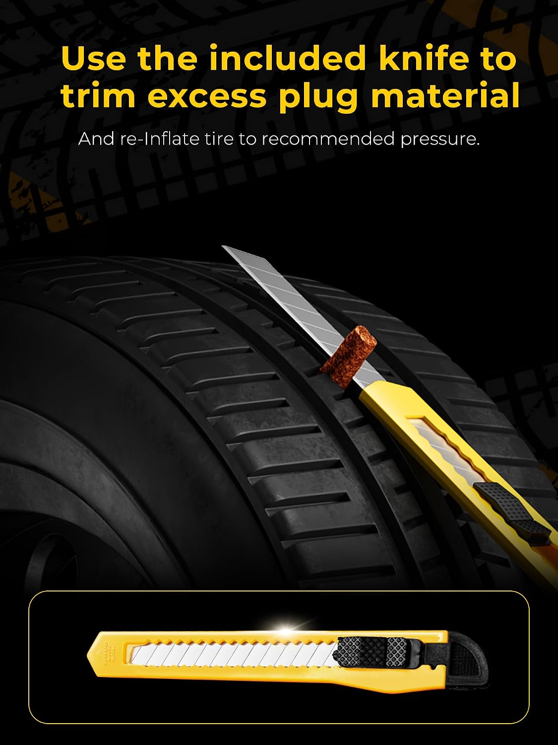 Flat Tire Repair Kit 15pcs, Heavy Duty Tire Plug Kit to Fix Puncture | Tire Patch Kit with Portable Storage Case