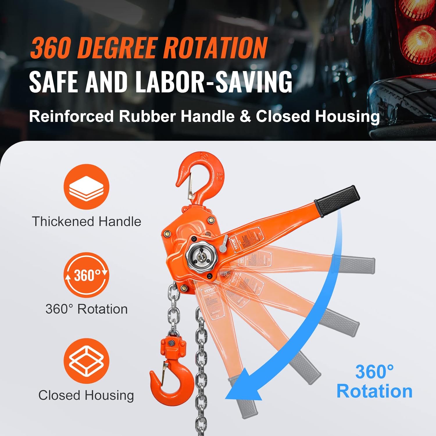 Manual Lever Chain Hoist, 3 Ton 6600 lbs Capacity 10 FT Come Along, G80 Galvanized Carbon Steel with Weston