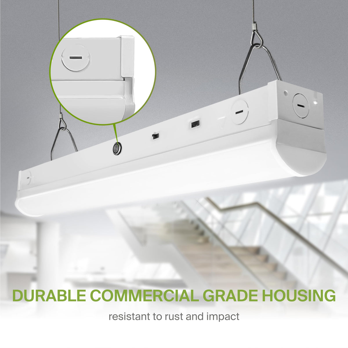 ASD 2ft LED Linear Strip Light Fixture, Emergency Battery Backup