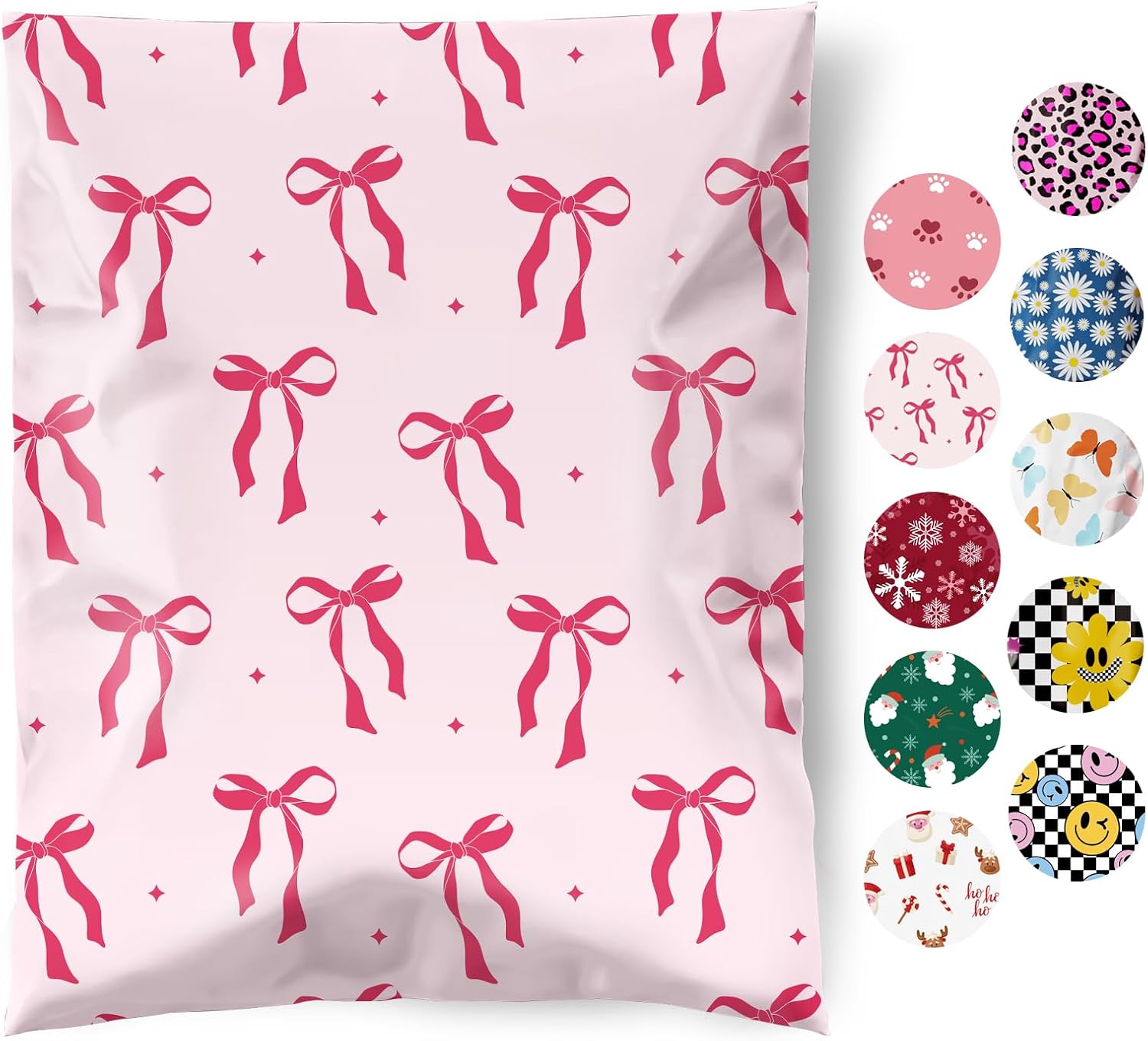 Poly Mailers 10x13" 50pcs,Cute Shipping Bags for Clothes,Pink Bows | Self Adhesive Mailing Shipping