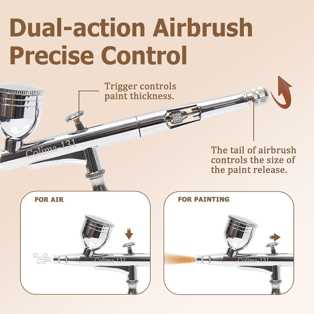 Airbrush Kit, 27PSI Air Brush Gun Set with Air Compressor & 12 Paint | 7 Pressure Levels Ultra-Quiet Dual-Action