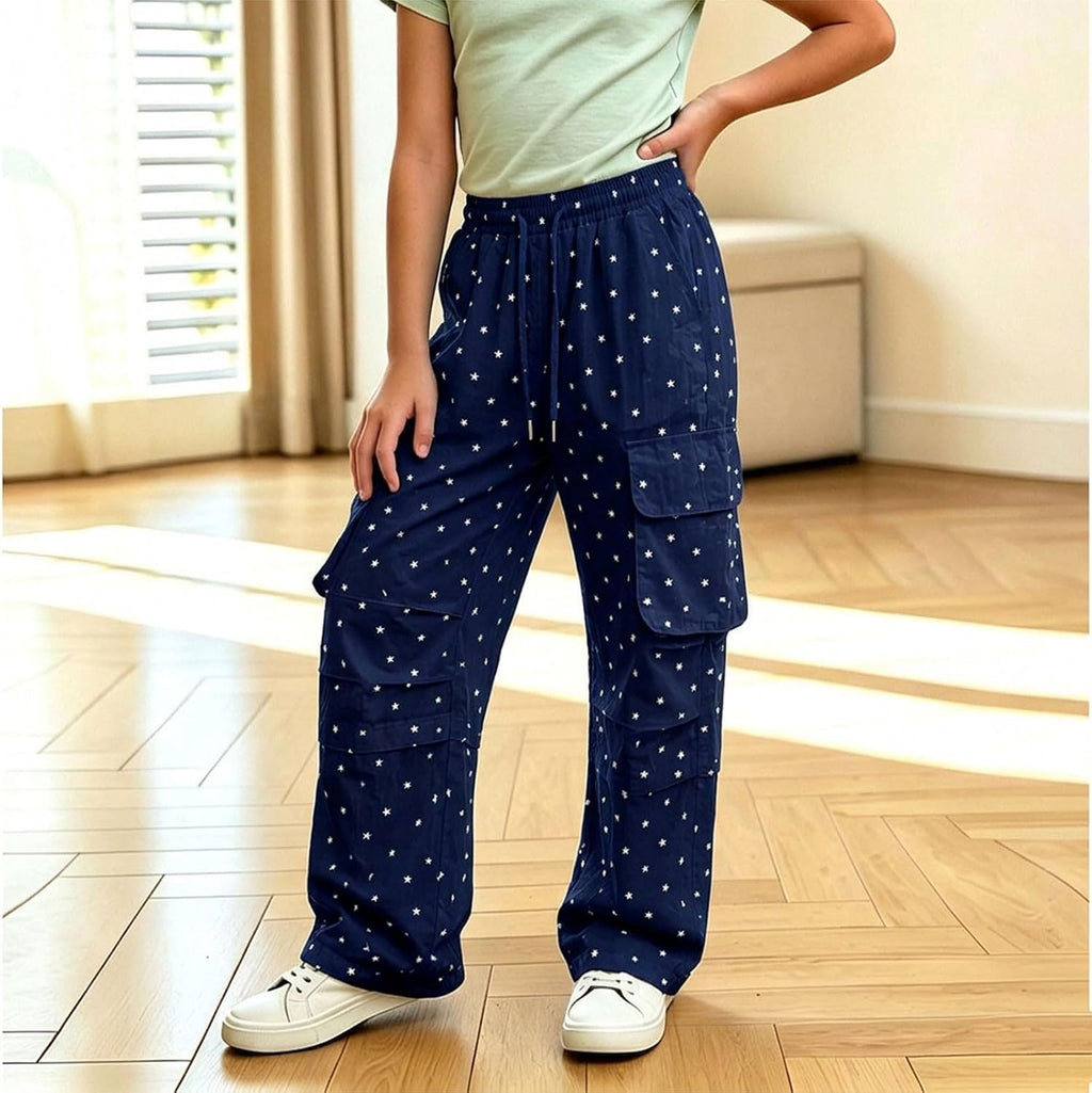 Girls Wide Leg Cargo Sweatpants Elastic Waist Parachute Pant | Teens Lightweight Quick Dry Hiking Pants, Y2K Hip Hop