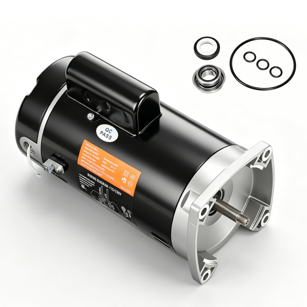 B2855 2HP Pool Pump Motor Replaces AO/Century Smith Regal Beloit B855 Swimming Pool Pump Motors,10A, 230V,3450RPM 1.5KW 56Y Frame 1.1 SF Single Phase Square Flange, Includes Replace Parts