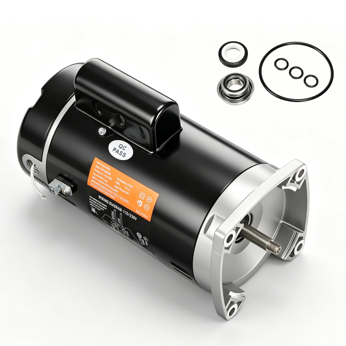 B2855 2HP Pool Pump Motor Replaces AO/Century Smith Regal Beloit B855 Swimming Pool Pump Motors,10A, 230V,3450RPM 1.5KW 56Y Frame 1.1 SF Single Phase Square Flange, Includes Replace Parts