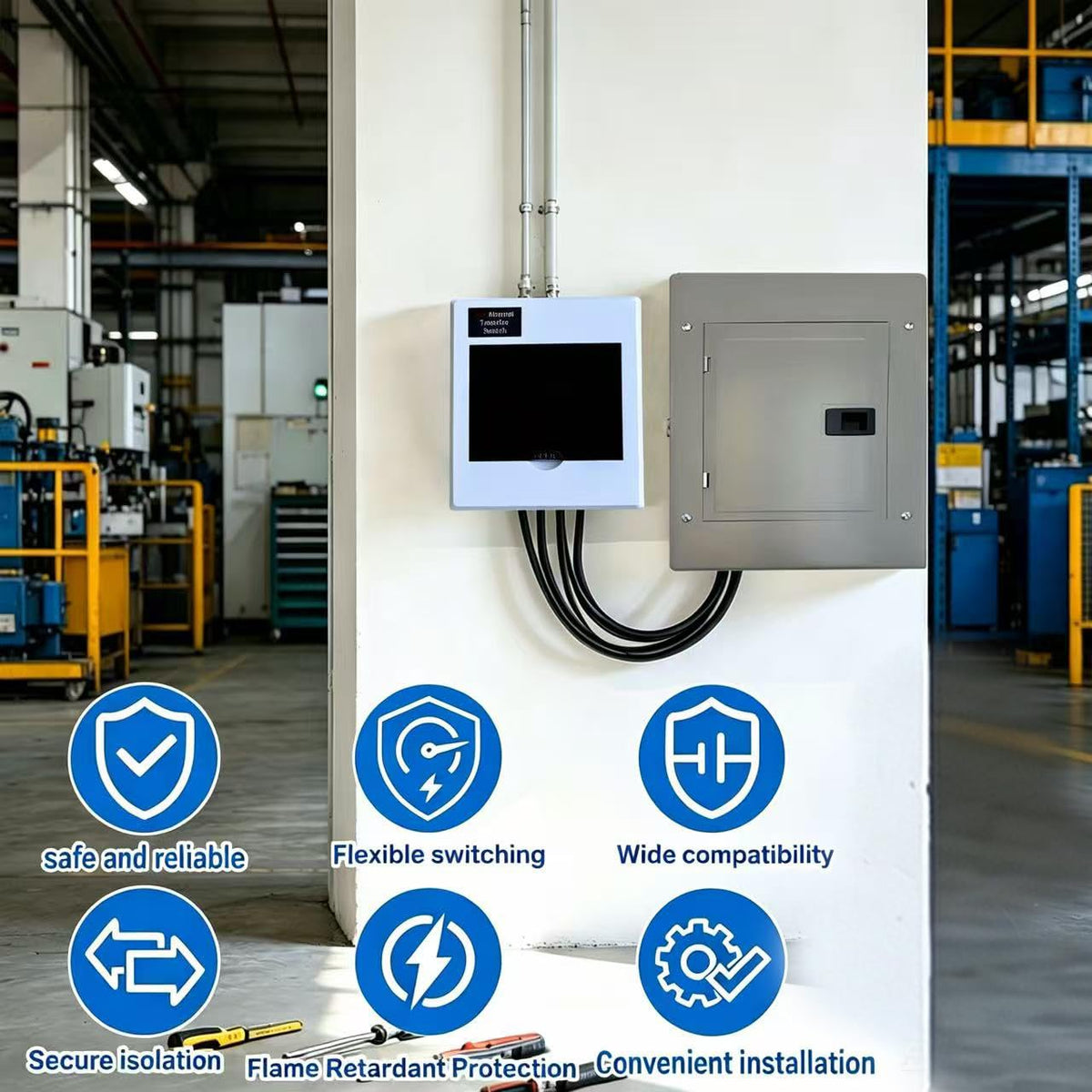 Manual Transfer Switch 30A Generator Transfer Switch 120/240V,7500W Capacity, 3-Pole, for Portable Generator