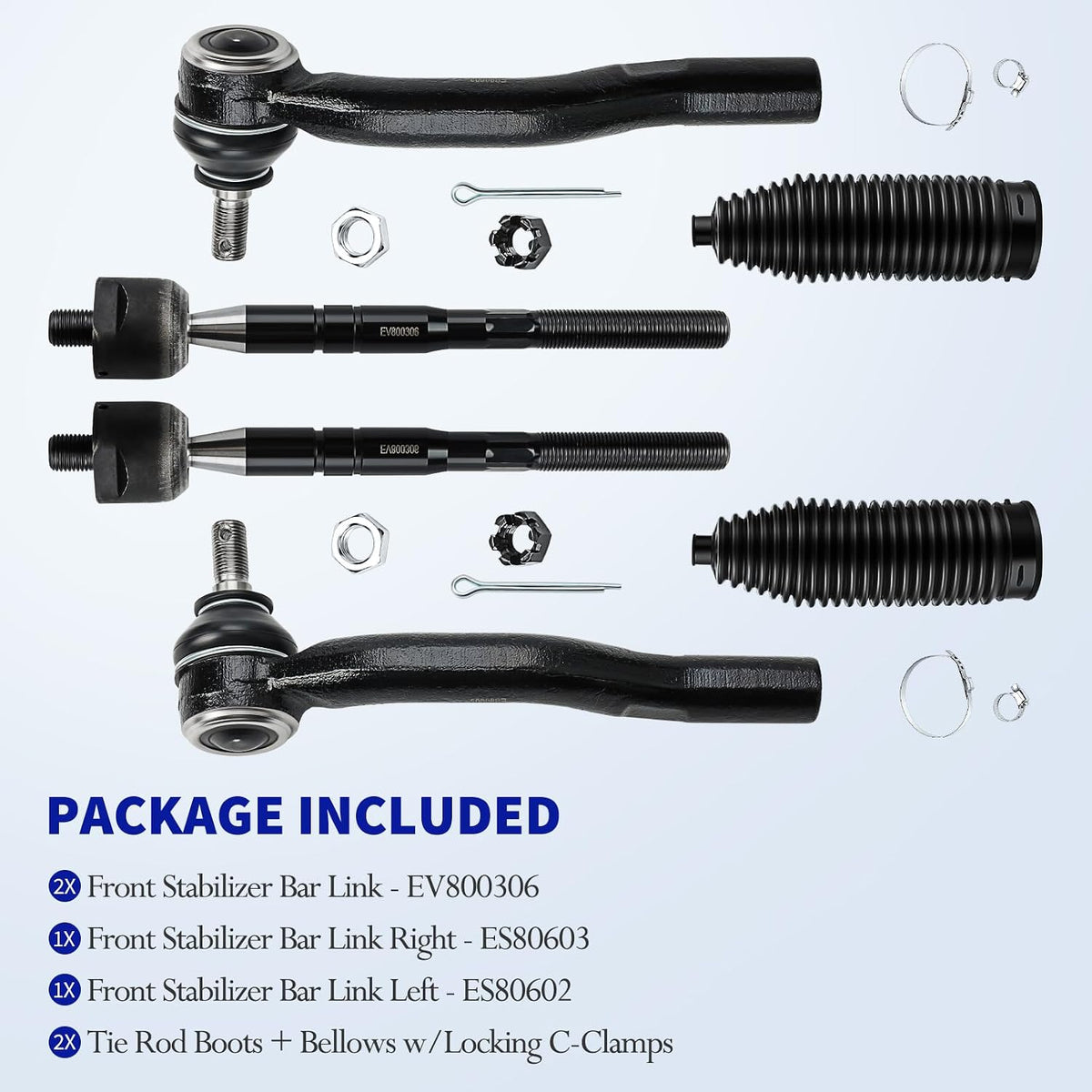 Front Tie Rod Ends Kit for 2007 2008 2009 2010 2011 Toyota Camry, 6Pcs