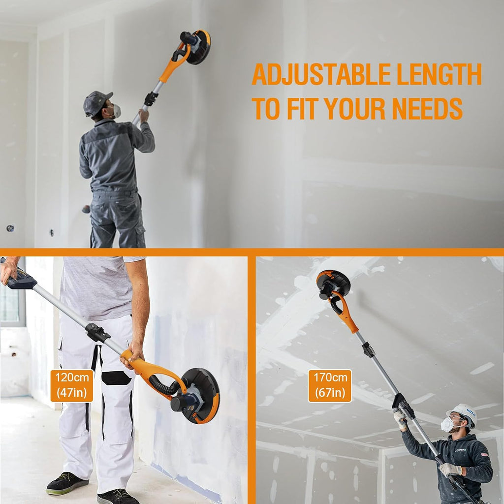 Drywall Sander, Lightweight Popcorn Ceiling Removal Tool, 5 Variable Speed Foldable Telescopic Electric Drywall