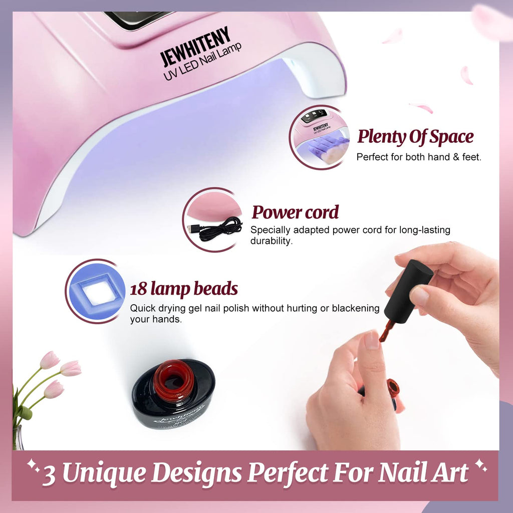 UV LED Nail Lamp 54W, Professional Nail Dryer Gel Polish Light, UV Light with 3 Timer Setting, Curing Gel LED Dryer
