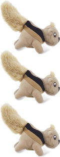 Squeakin' Squirrels Plush Squeaky Dog Toys, 3-Pack, 7"