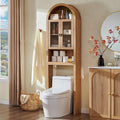 Arched Over The Toilet Storage Cabinet with Acrylic Doors, Modern Over Toilet Bathroom Organizer Shelf, Small Wooden