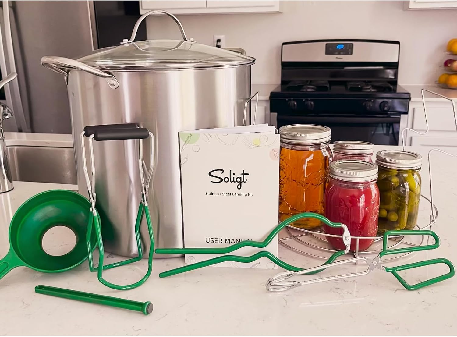 21.5Qt Water Bath Canner with Glass Lid and Jar Rack