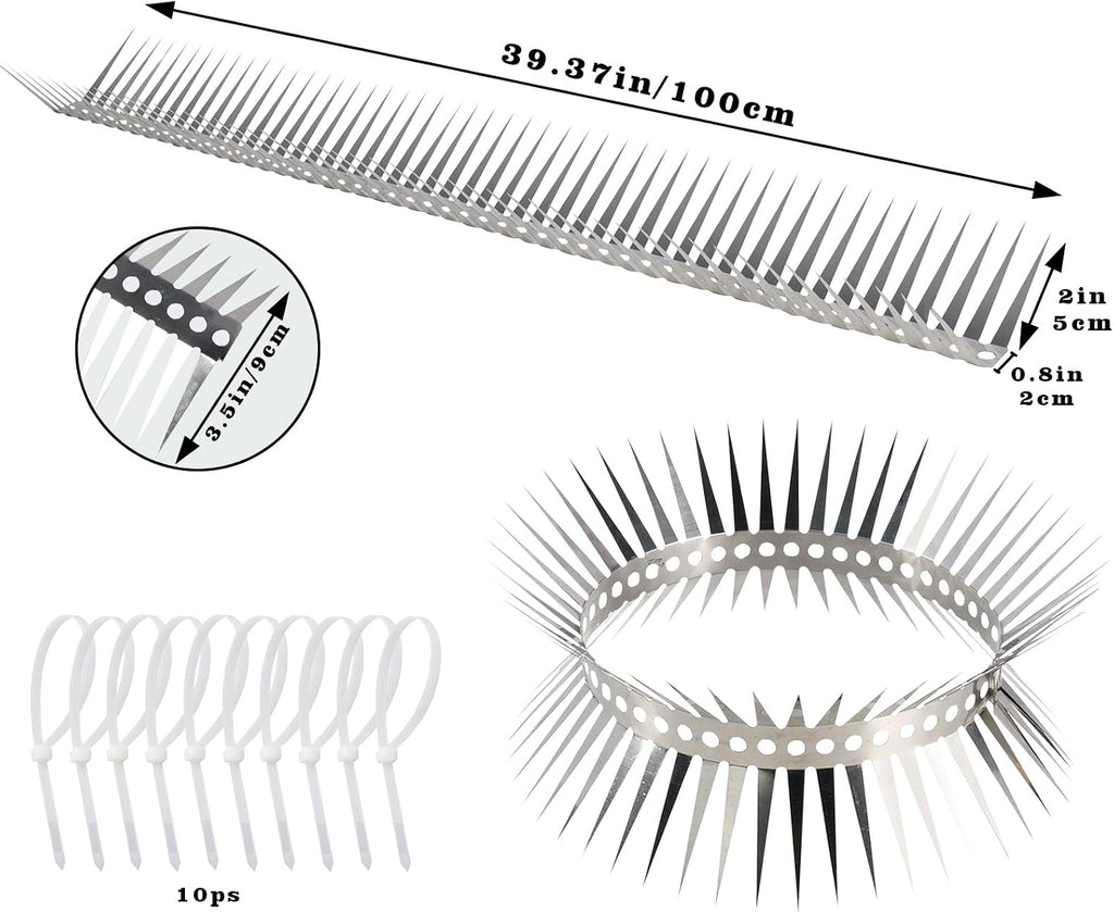 40 Inches Bird Spikes, Stainless Steel Fence Spikes, Cuttable and Bendable Spikes for Deterring Pigeons Small Birds