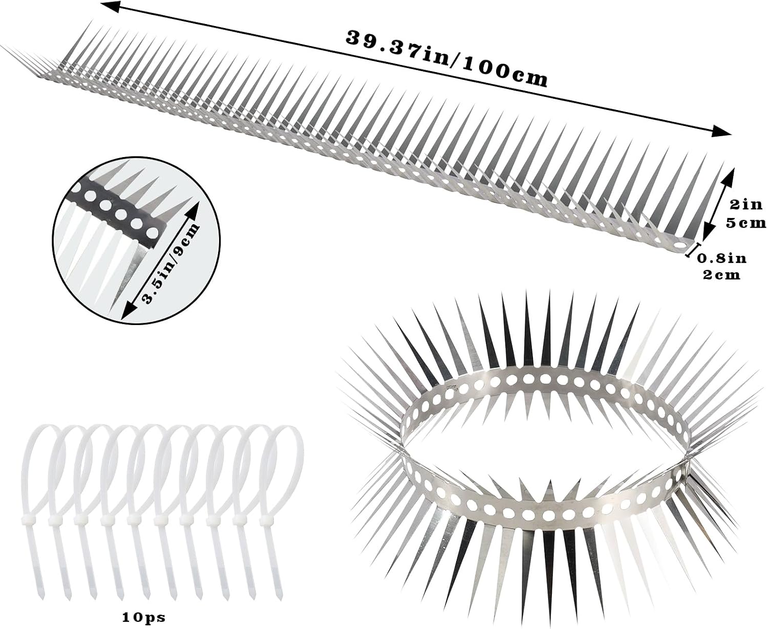 40 Inches Bird Spikes, Stainless Steel Fence Spikes, Cuttable and Bendable Spikes for Deterring Pigeons Small Birds
