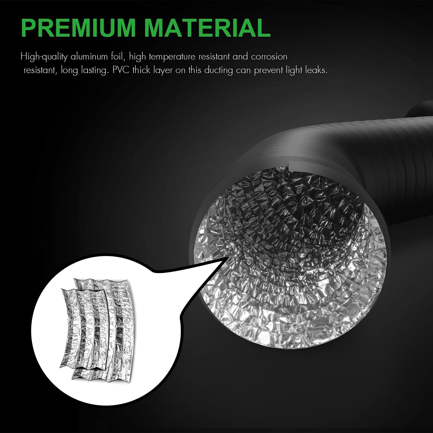 6" 8 Ft Aluminum Ducting Flexible, Heavy-Duty Four-Layer Protection with 2 Duct Clamps, Dryer Vent Hose for Heating