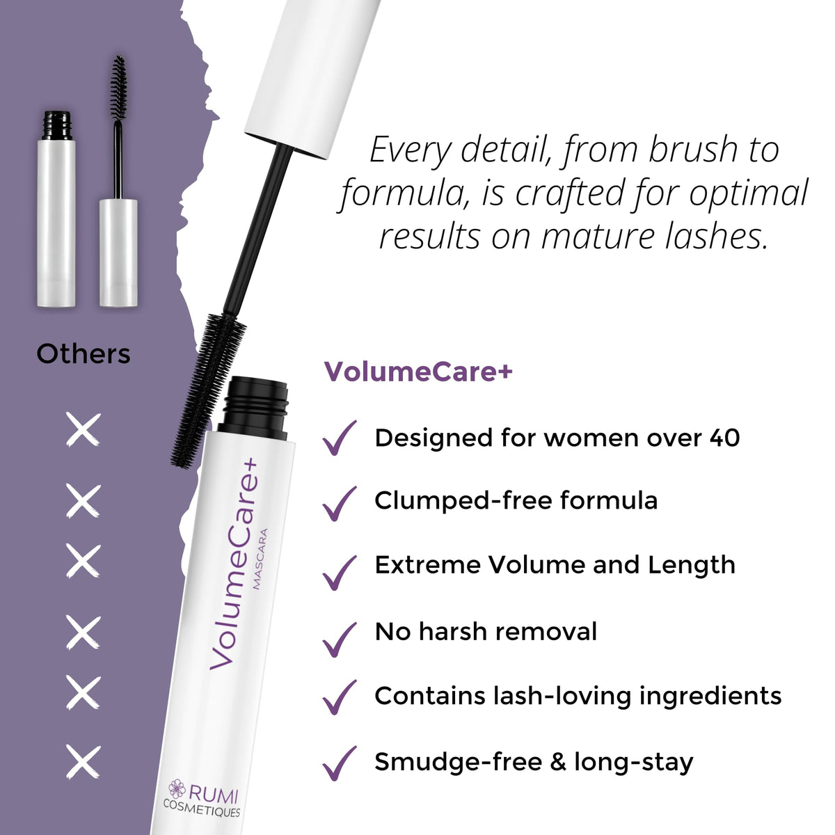 VolumeCare+ Mascara for Older Women, Dark Brown