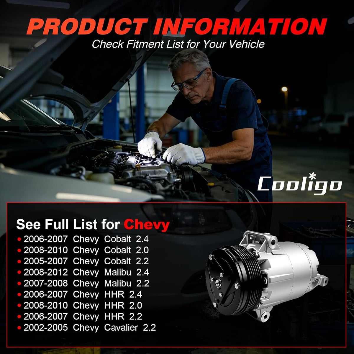 A/C Compressor with Clutch Fits for Chevry Malibu 2.4L 2008-2012,CO20741C