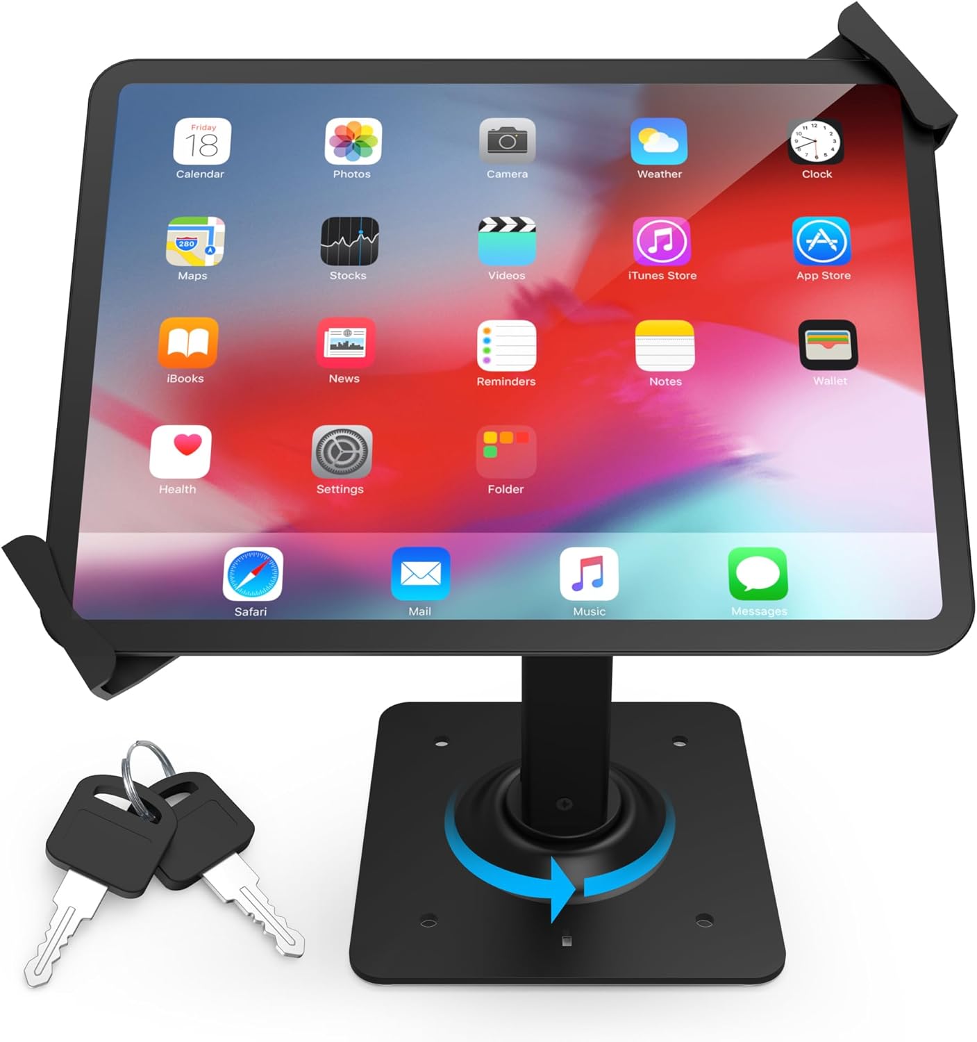 Anti-Theft Aluminum Tablet Kiosk Stand, iPad POS Locking Holder | Mount for 7.9-11" Tablets, 360° Swivel Bracket &