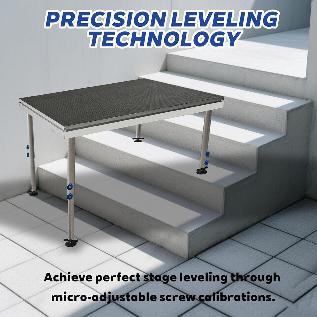 PS02 4 X 4 Portable Stage Platform Modular System with Height Adjustable Riser (24" - 39")