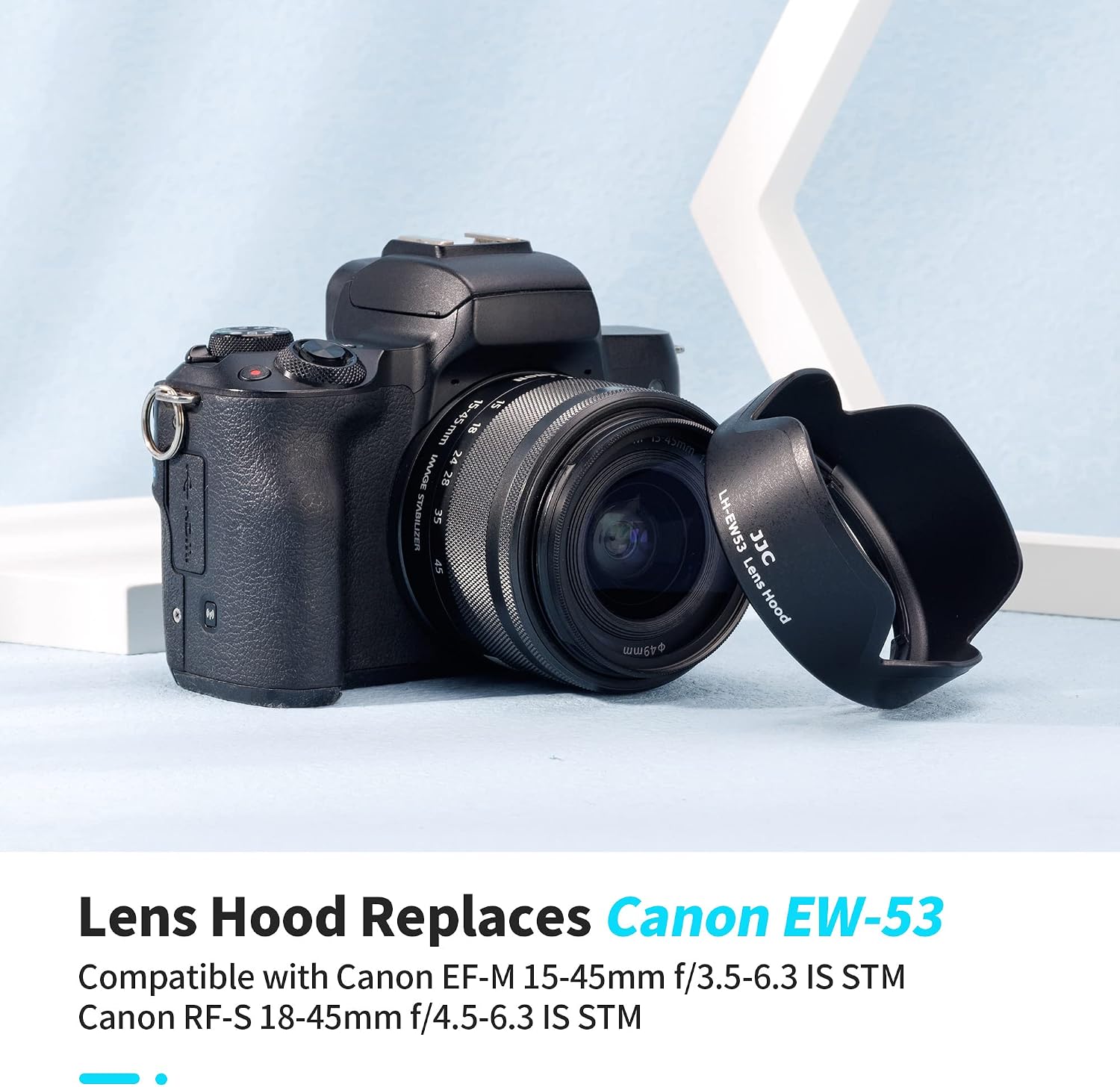 Camera Lens Hood for Canon EF-M 15-45mm & RF-S 18-45mm, Replaces EW-53 | for Canon EOS R100 R50 M50 Mark II M5 M6