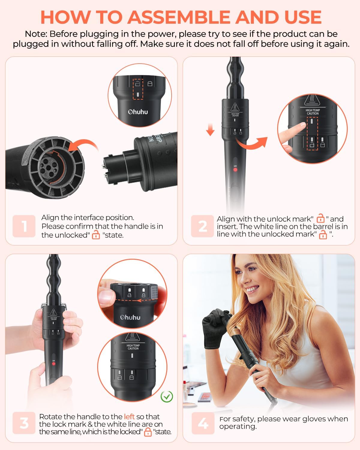 5 in 1 Curling Wand Set, 0.35"-1.25" Interchangeable Ceramic Barrels