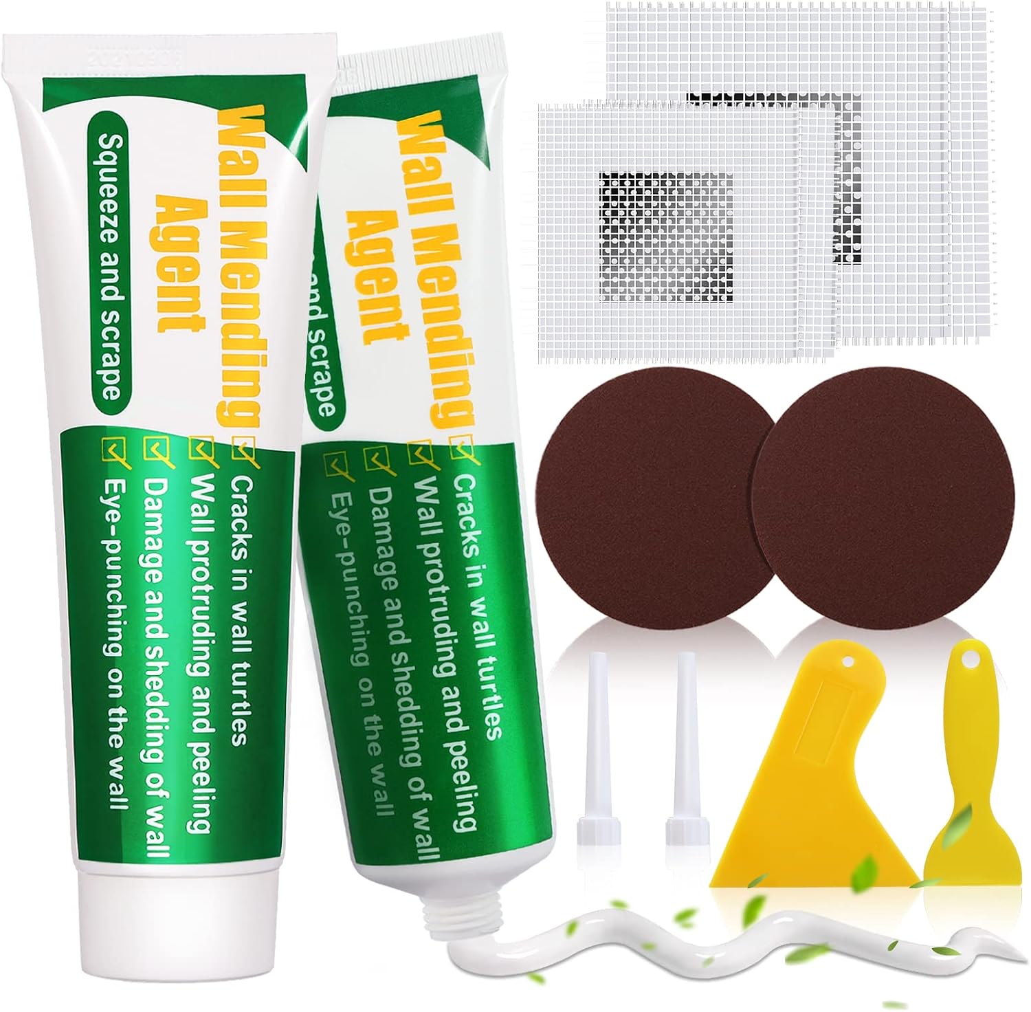 Drywall Repair Kit, 2 Pack Spackle Wall Repair Patch Kit with Scraper, Wall Mending Agent Large Hole Drywall Patch