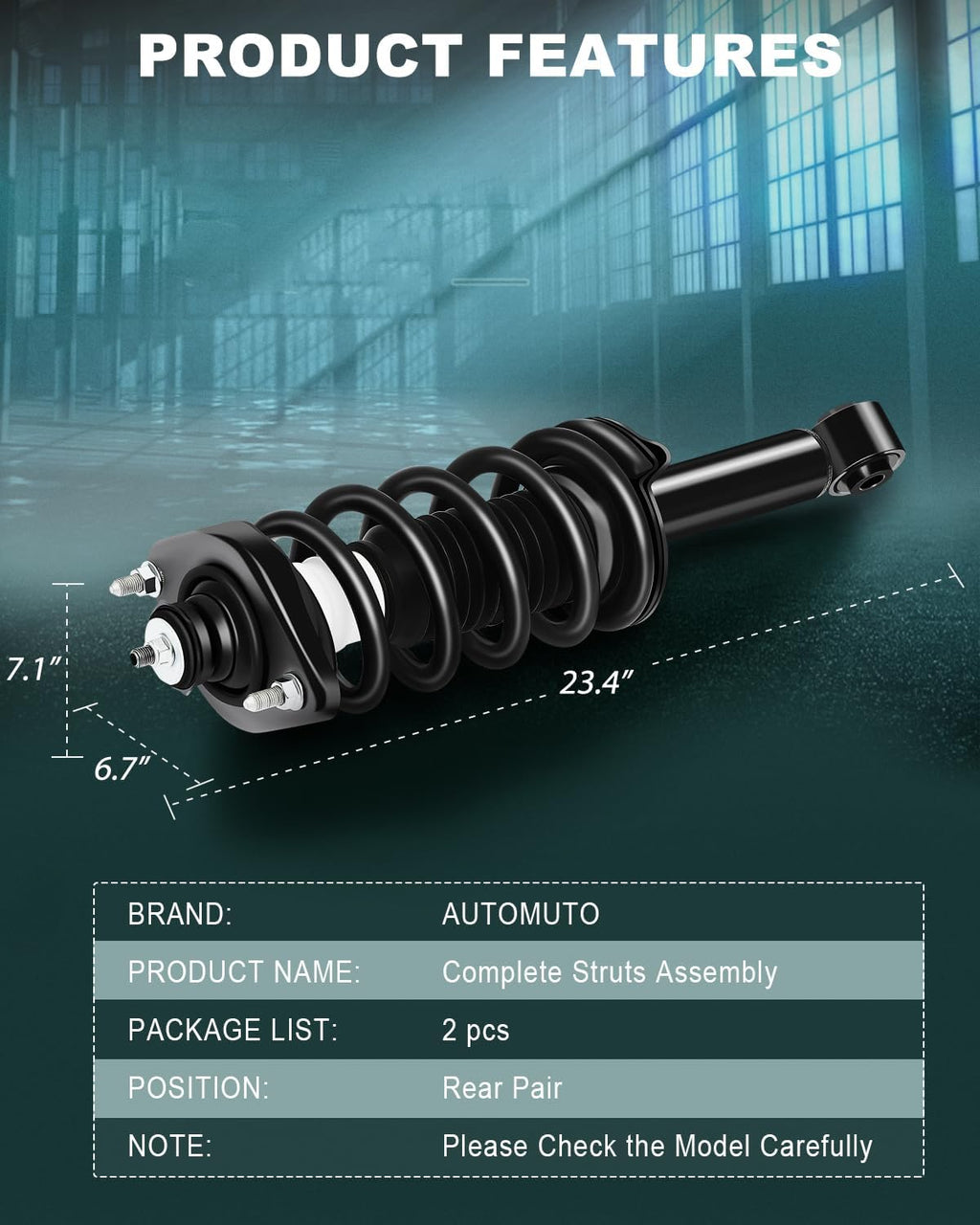 AUTOMUTO Rear Complete Struts Coil Spring Assembly for Honda CR-V 2012-2016