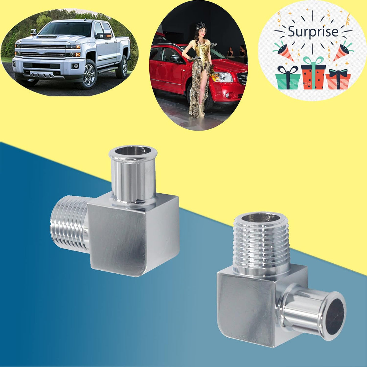 Heater Hose Fitting, Aluminum Alloy Heater Hose Adapeter 90 Degree Connector 1/2 INCH NPT To 5/8 INCH Hose Barb,For All 1/2-Inch NPT Pumps Or Intake Manifolds