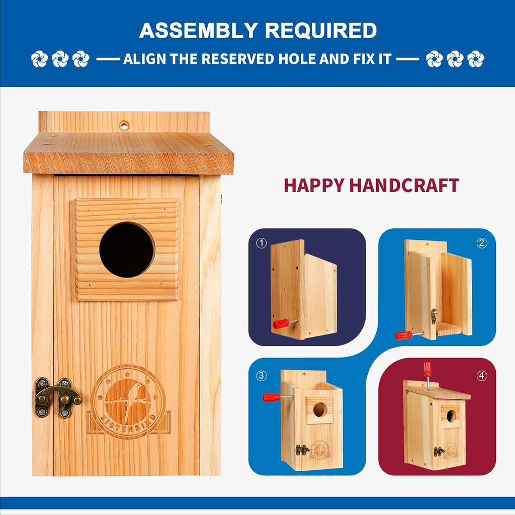 2 Pack Blue Bird Houses for Outdoors, Warming Gifts Bird House