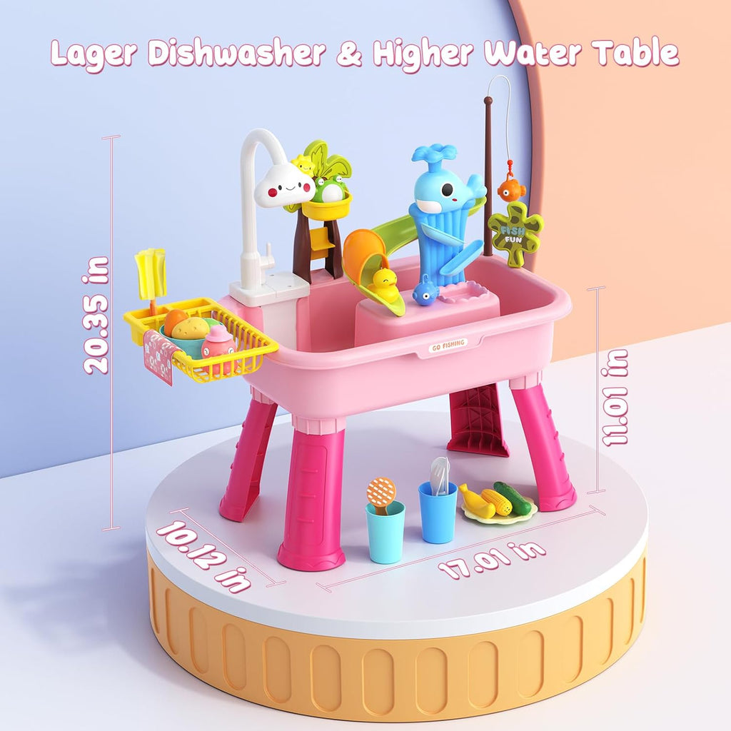 2026 Upgraded Water Table for Toddlers 1-3 - Outdoor Toys for Kids Ages 4-8 with Pump, Summer Outside Sensory