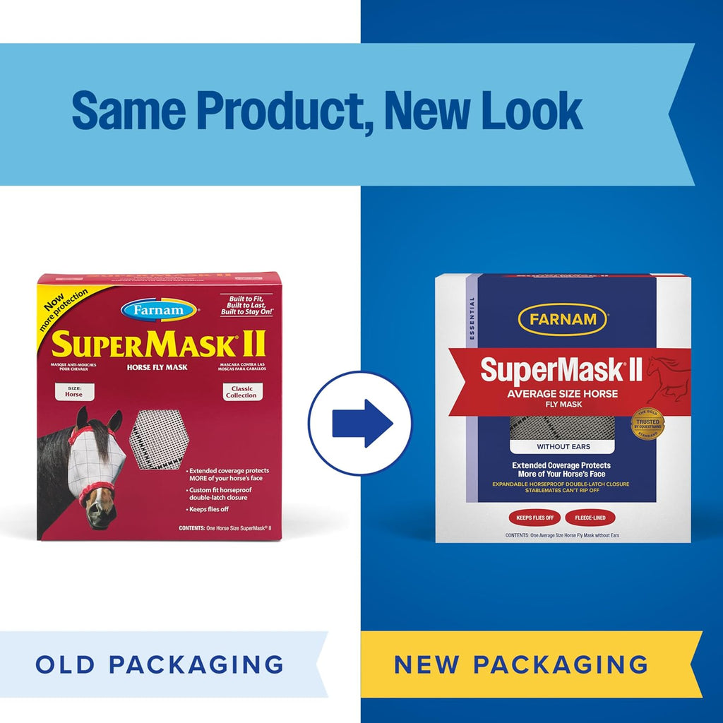 SuperMask II Horse Fly Mask Without Ears, Avg Size, Color May Vary