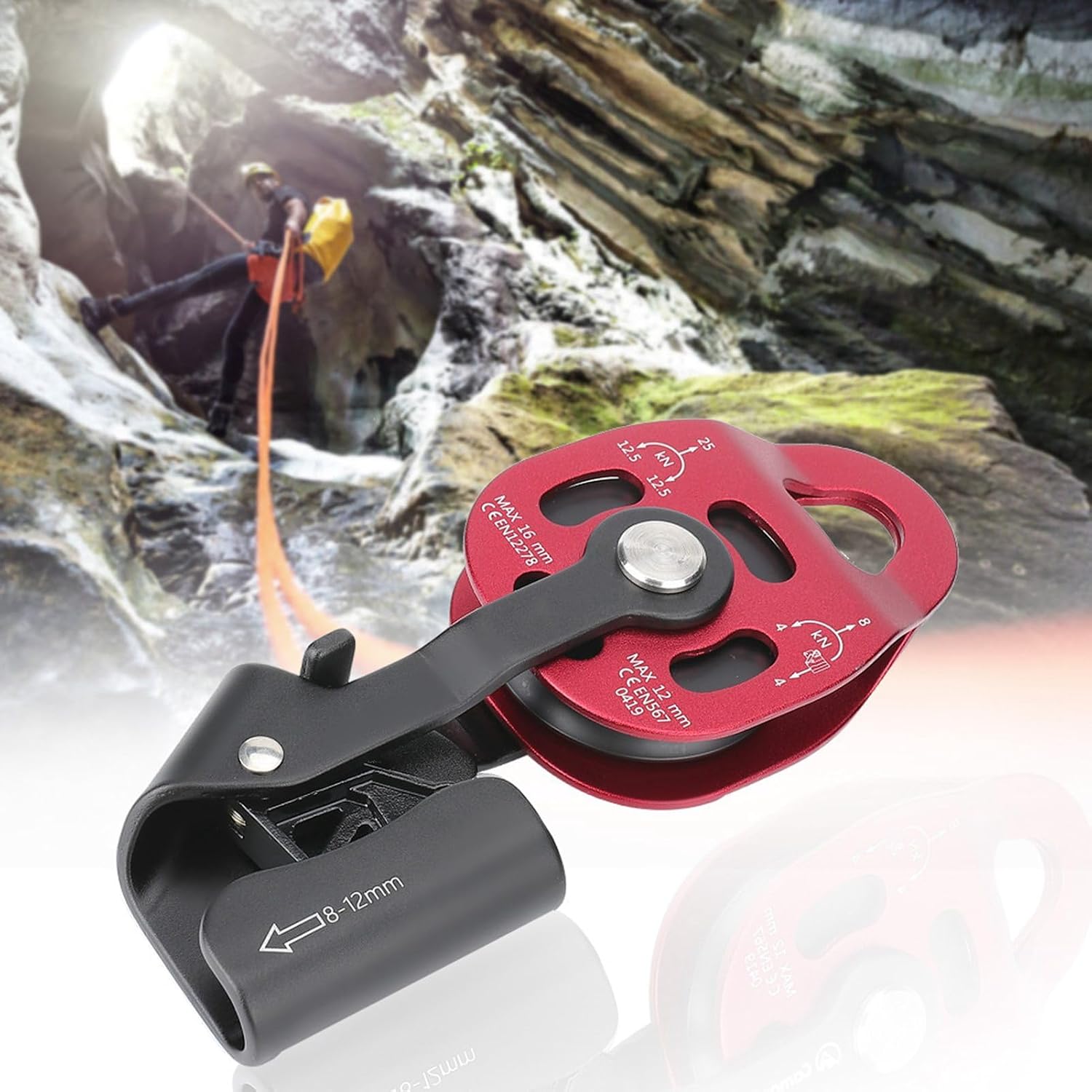 25KN Climbing Pulley Outdoor Rope Pulleys 7075 Aviation Aluminum Heavy Duty Rock Pulleys of Single Swivel