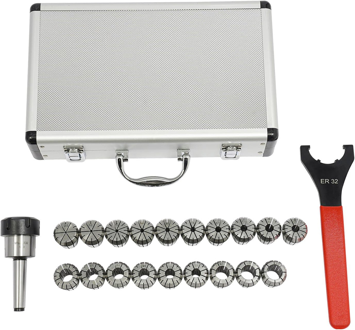 ER32 Collet Chuck Set, 19PCS Spring Collet Kit for CNC Milling