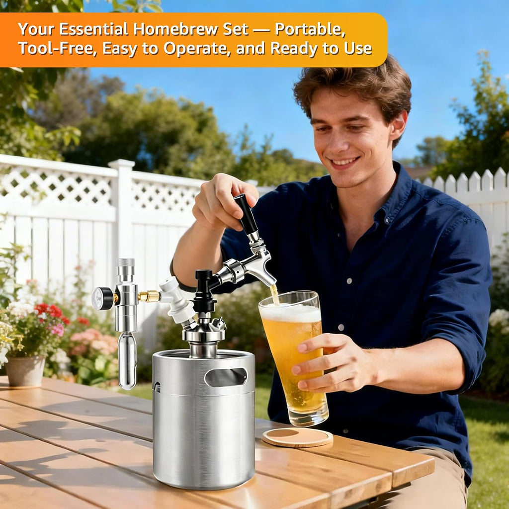 Upgrade Mini CO2 Regulator & Ball Lock Keg Tap Kit | 0-60 PSI Dual Hold Stable Mini Regulator, Stainless Steel Core