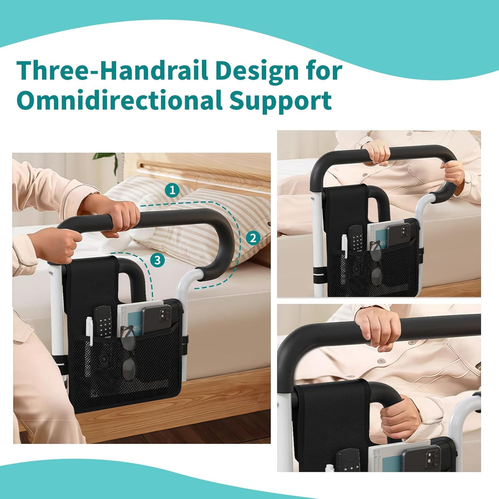 Bed Rails for Elderly Adults Safety, Adjustable Bed Rail for Elderly, Bed Assist Rail for Senior with 2 Bag, Fit Most