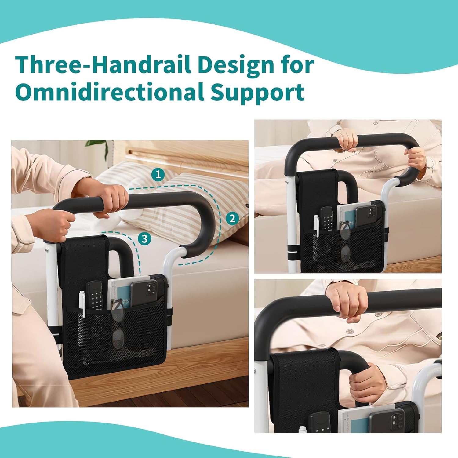 Bed Rails for Elderly Adults Safety, Adjustable Bed Rail for Elderly, Bed Assist Rail for Senior with 2 Bag, Fit Most