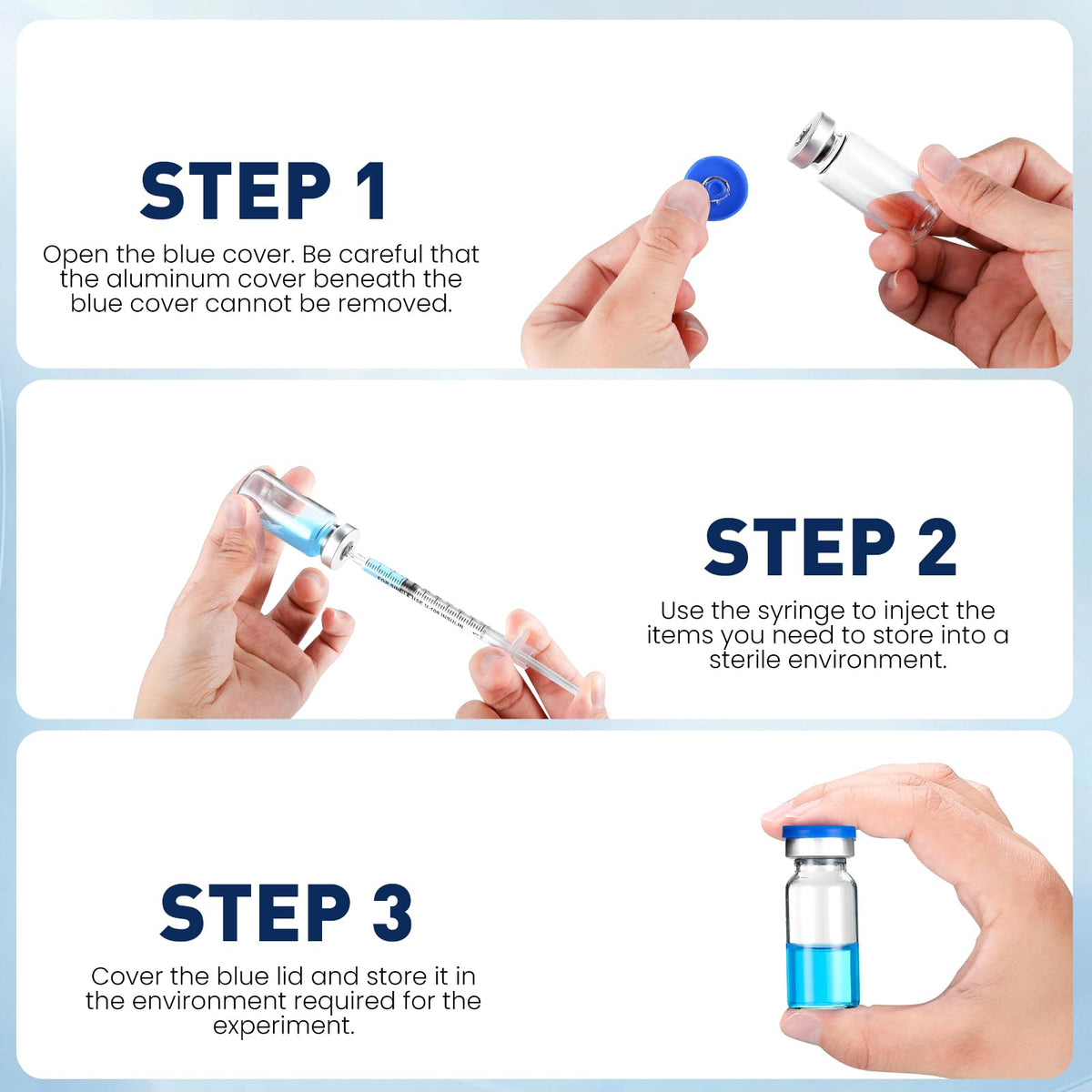 20ML Sterile Vials, Glass Empty Vials for Injection, 20 Pack