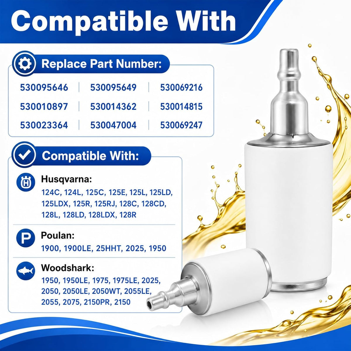 530095646 Chainsaw Fuel Filter Compatible with Husqvarna 128ld WeedEater