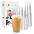 Disposable Plastic Cups with Lids and Straws, 16 OZ, 100 Pack