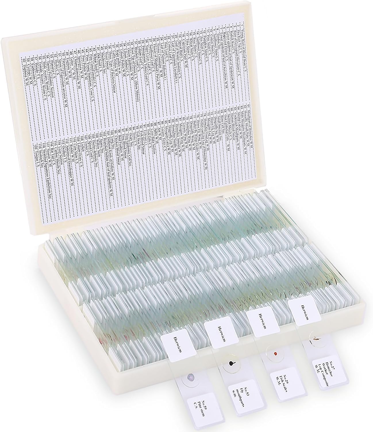 120-Pcs Microscope Slides with Specimens,Plant, Animal, Algae,etc,Educational Microscope Slides and Covers for Young