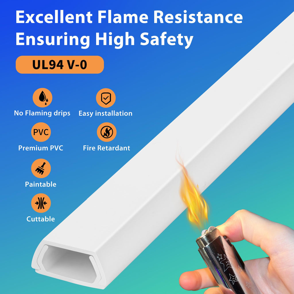 YCLYC 66in Cord Covers for Wires on Wall, Black Wall Cord Hider Hide Cords