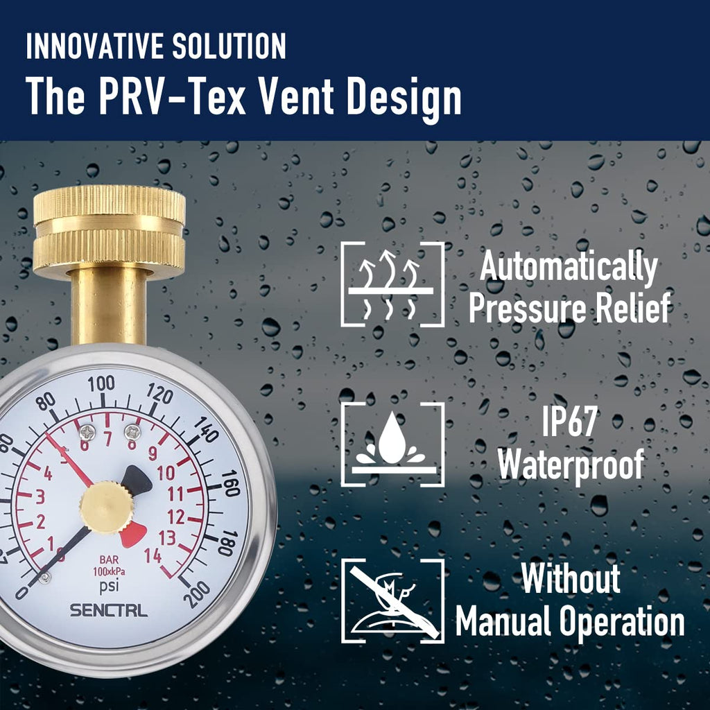 SENCTRL 0-200 Psi Lead-Free Water Pressure Gauge Test with Lazy Hand