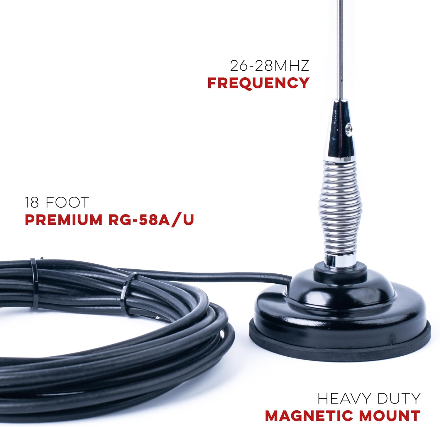 Nagoya CB-72 High-Performance 28" CB Antenna Kit - Universal 26-28 MHz Coverage with Heavy-Duty Magnetic Mount