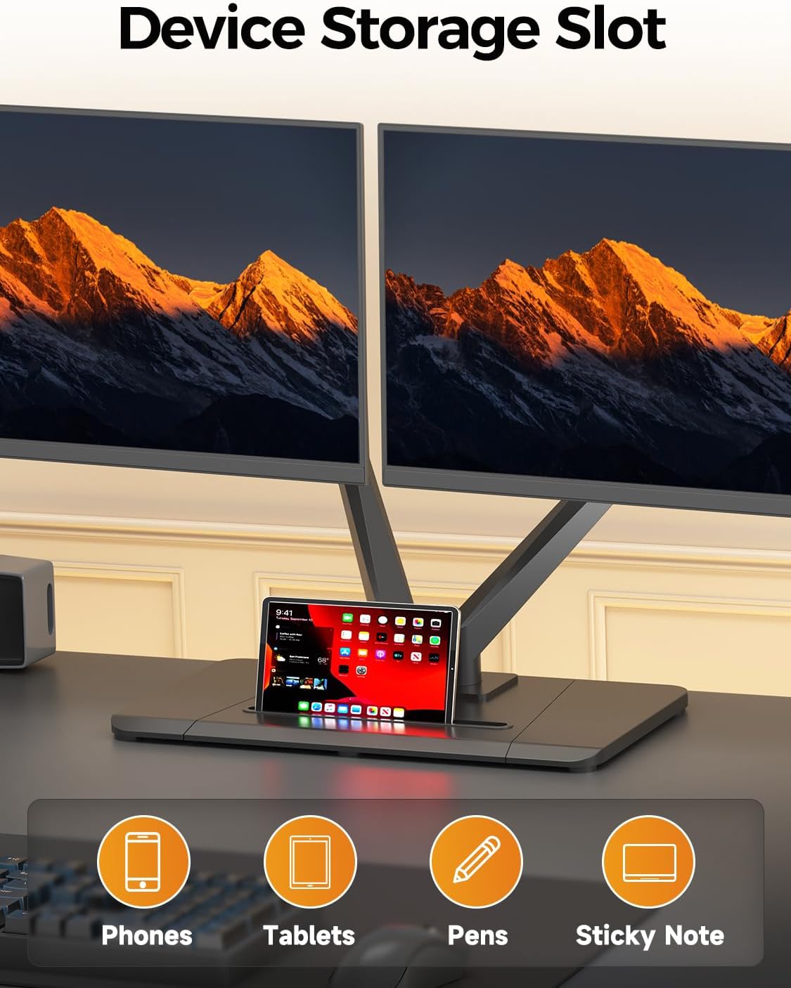 Dual Monitor Stand Free Standing Desk Mount, Premium Dual Monitor Arm Fits Two Screens up to 40 inch 26.45 lbs Fully