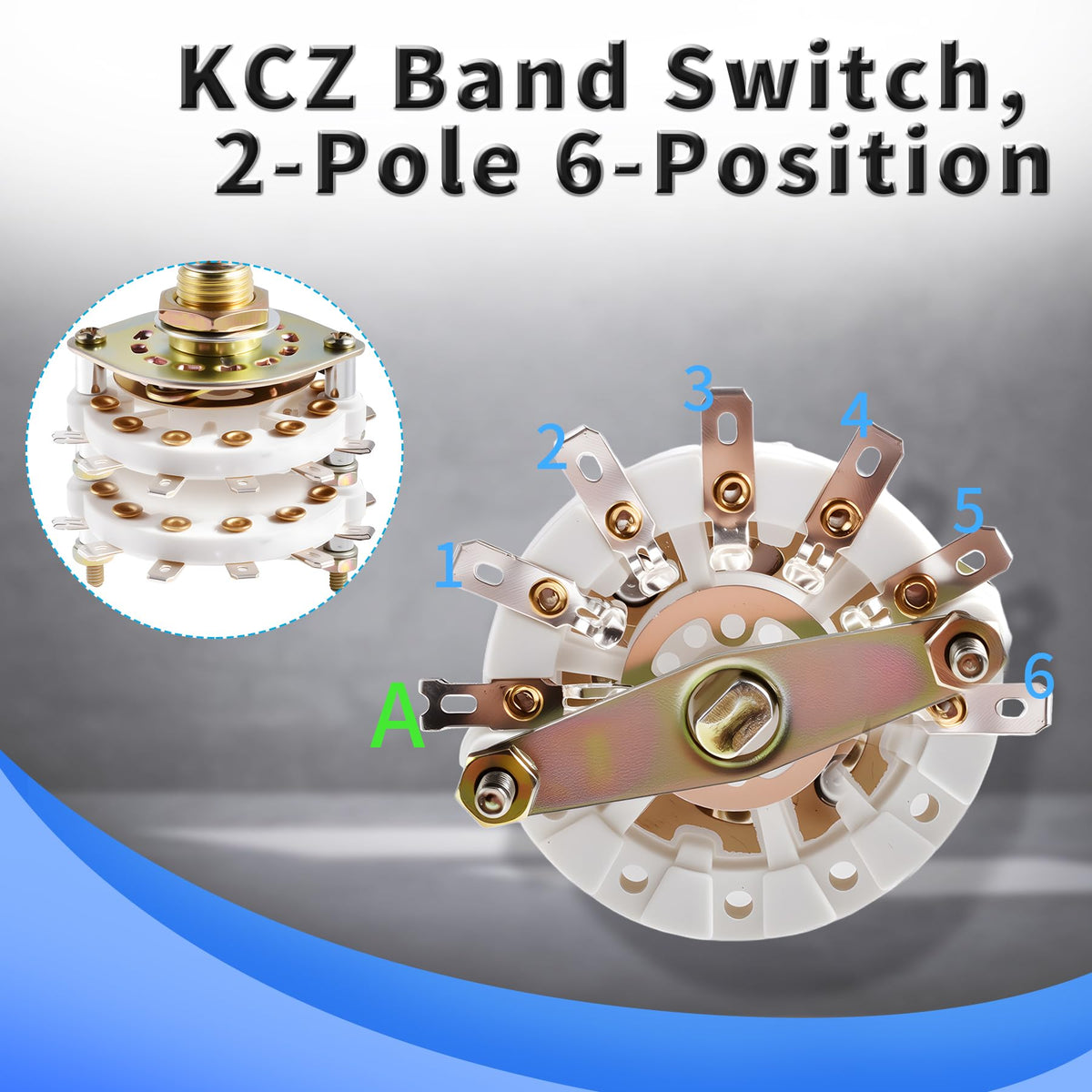 FOCMKEAS KCZ 2P6T Rotary Band Switch, 2 Pole 6 Position, 2 Deck