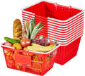 Shopping Baskets, 12 PCS, 21L Stackable PE Plastic Grocery Baskets with Handles, Dense Mesh Structure, Holds up to 20