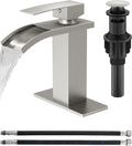 Brushed Nickel Waterfall Bathroom Faucet 1-Handle Vanity Faucet