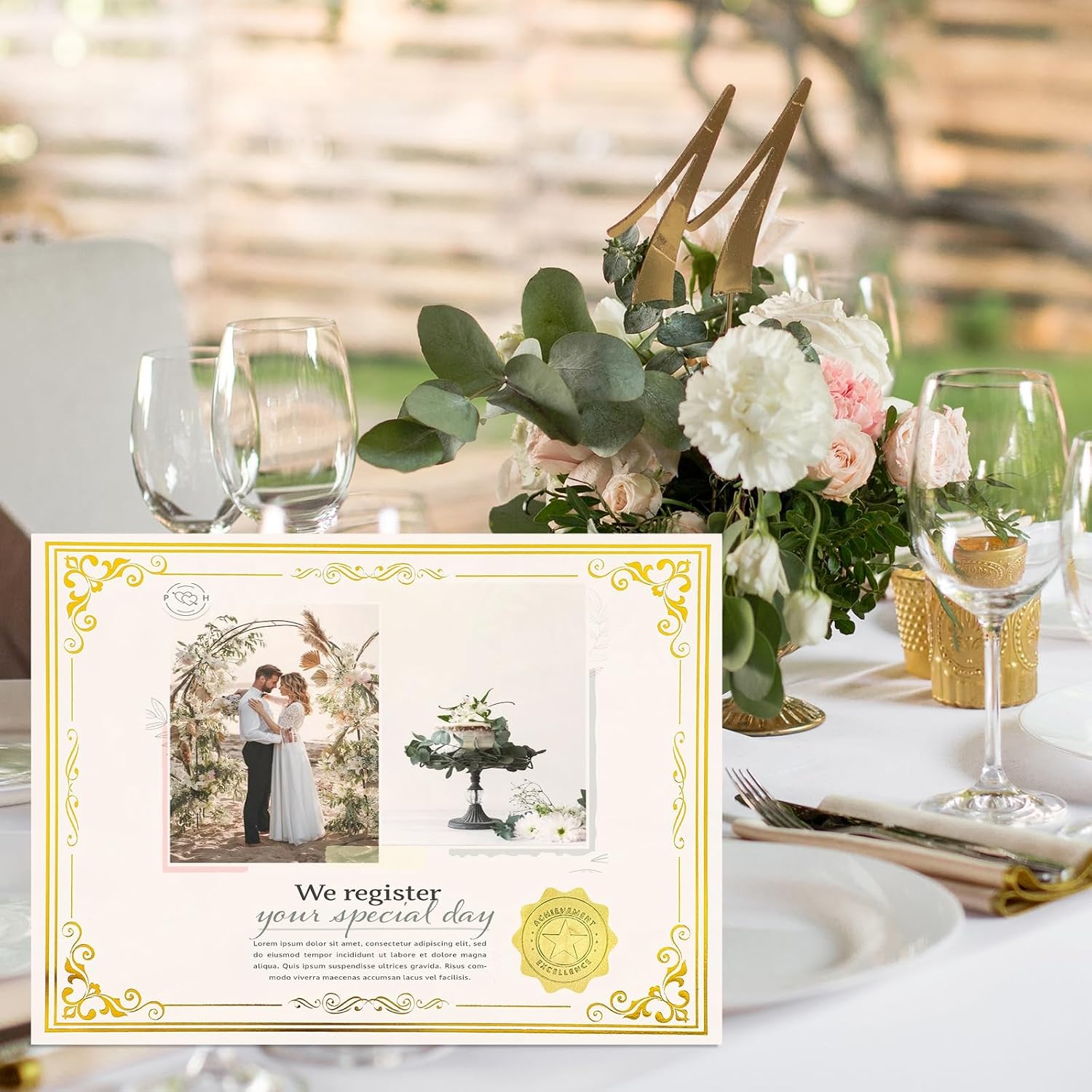 100 Sheets Certificate Paper with 100 Pcs Gold Seal Stickers, 8.5 × 11'' Printable Award Certificates for Graduation