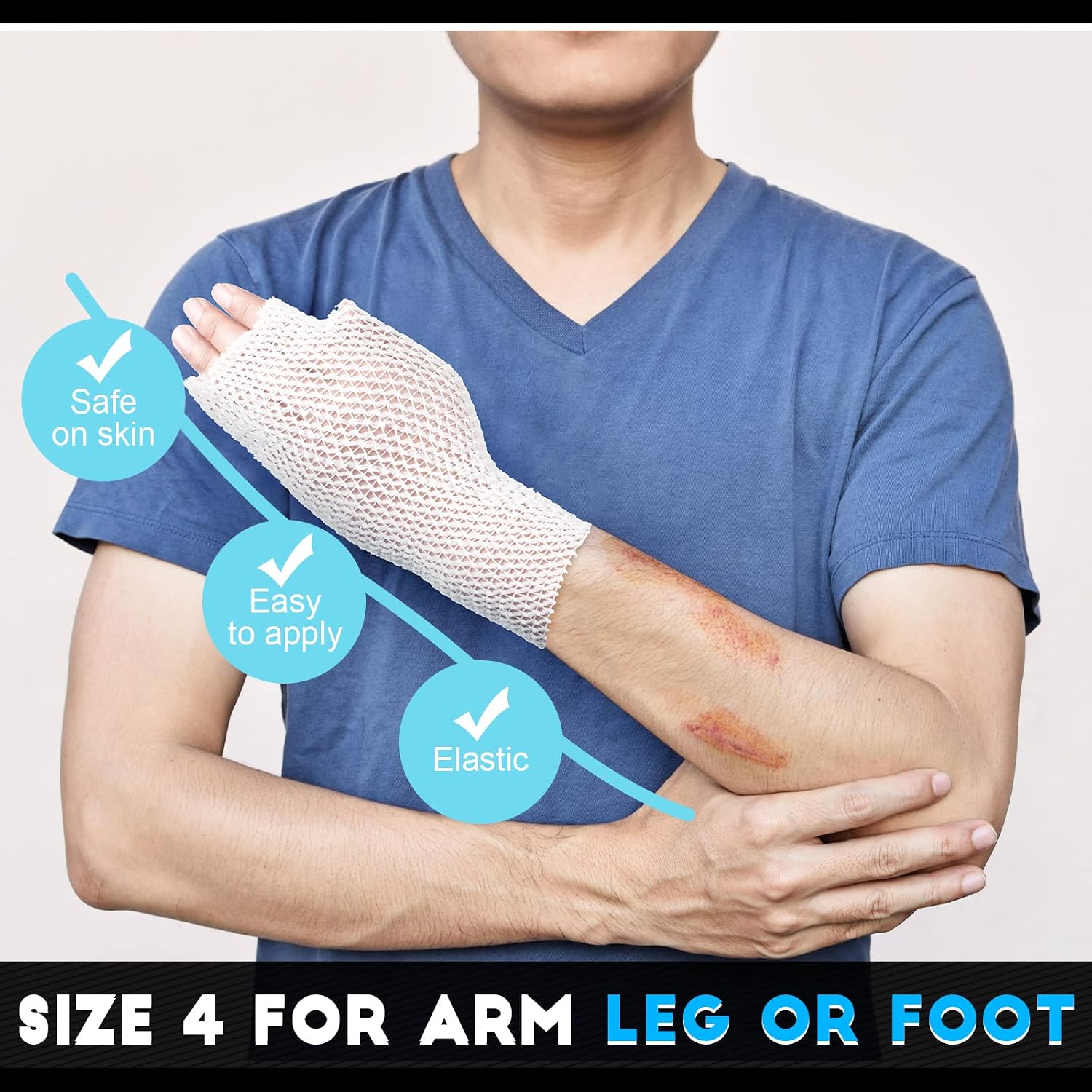 2 Rolls Tubular Bandage Elastic Net Wound Dressing Stretch Dressing Retainer Tubular Elastic Gauze Bandage for Wound